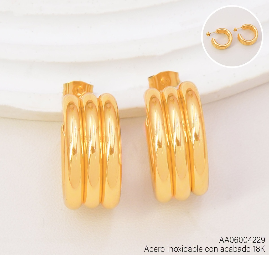 ARETES (C) LINEAS ACERO INOX. ACABADO 18K (2V26)