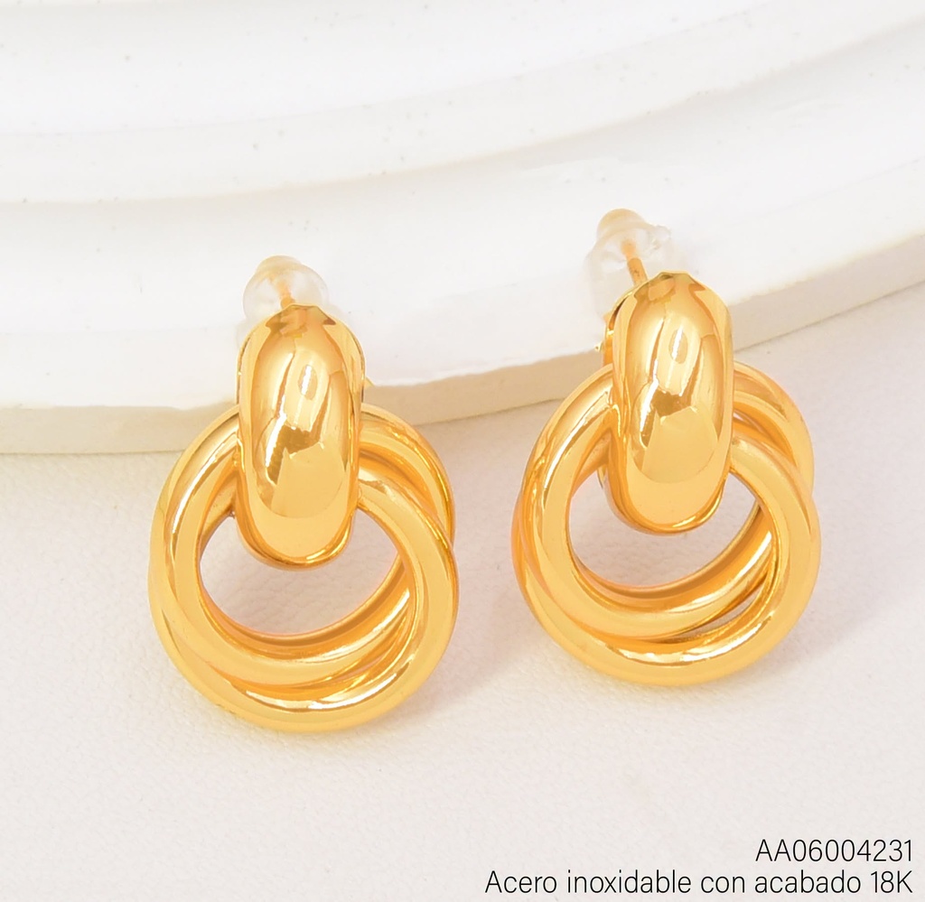 ARETES RD. ENTRE ACERO INOX. ACABADO 18K (2V26)