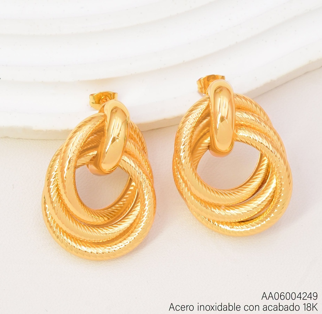 ARETES RD. ENTRE ACERO INOX. ACABADO 18K (2V26)