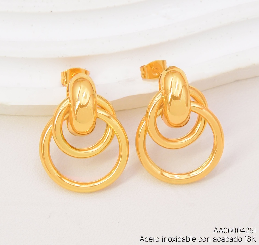 ARETES RD. ENTRE ACERO INOX. ACABADO 18K (2V26)