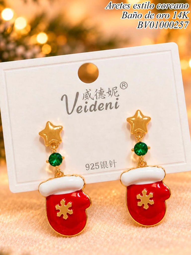 ARETES BAÑO DE ORO 14K GUANTE C/COPO EH-3221 (2VEI211026)