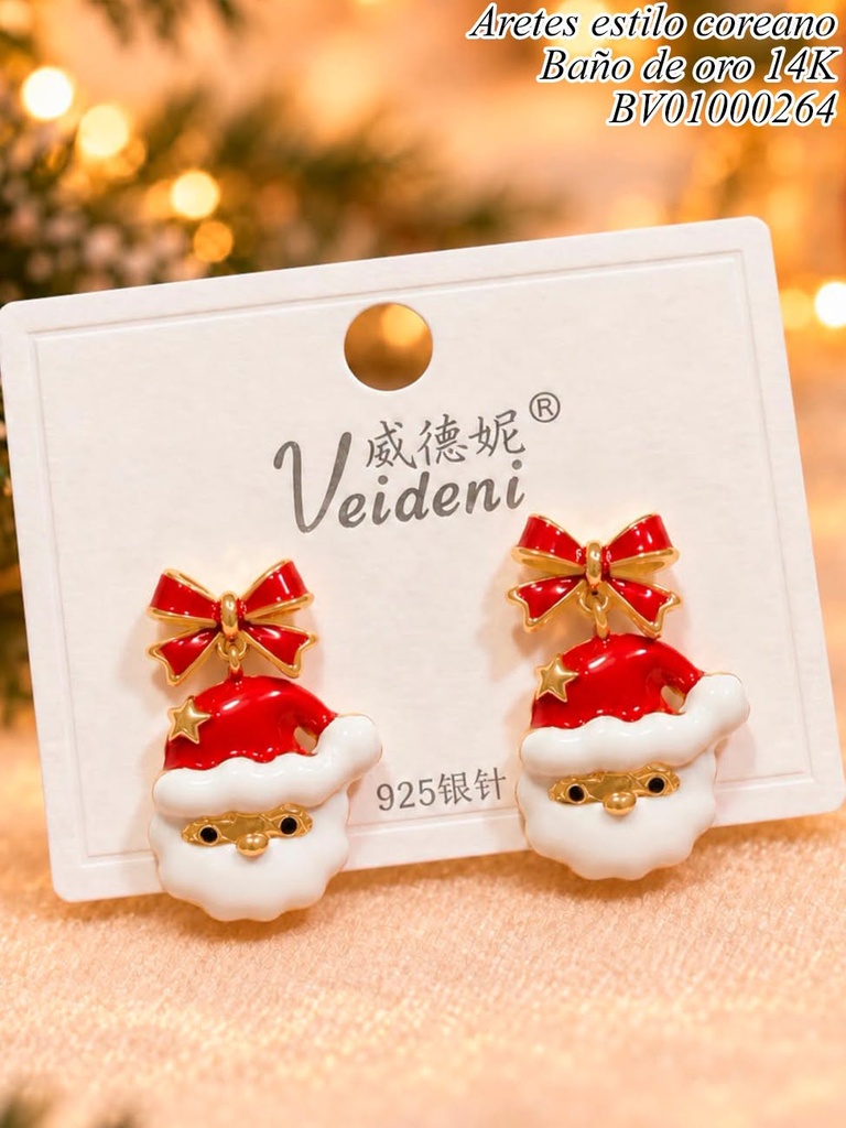 ARETES BAÑO DE ORO 14K.SANTA C/LAZO EH-3219 (2VEI211026)