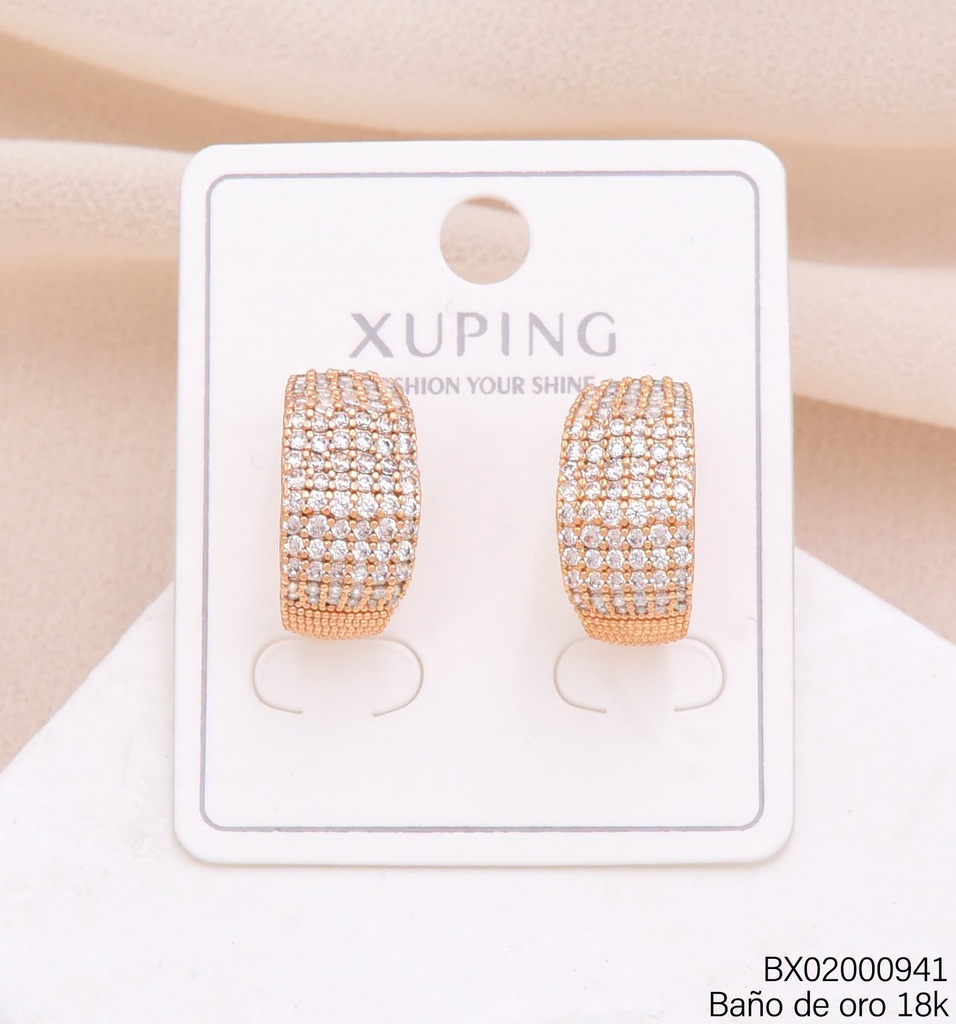 ARETES BAÑO DE ORO 18K."C" ANCHAS ZIRCONIAS (XAG)