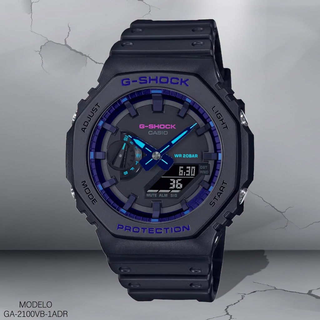 RELOJ CASIO G-SHOCK ANA/DIG. CAB. GA-2100VB-1ADR (5611) RESINA NEGRA