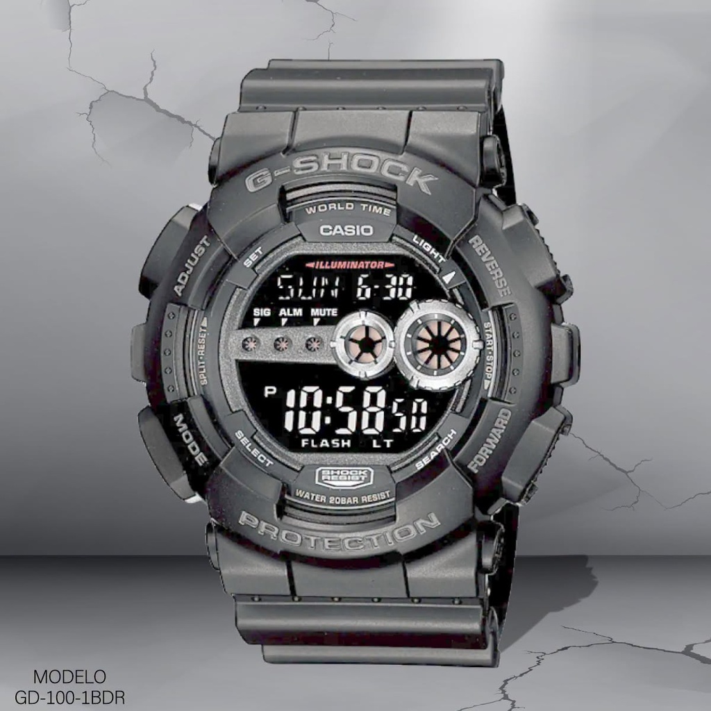 RELOJ CASIO G-SHOCK DIGITAL CAB. GD-100-1BDR (3263) RESINA NEGRA