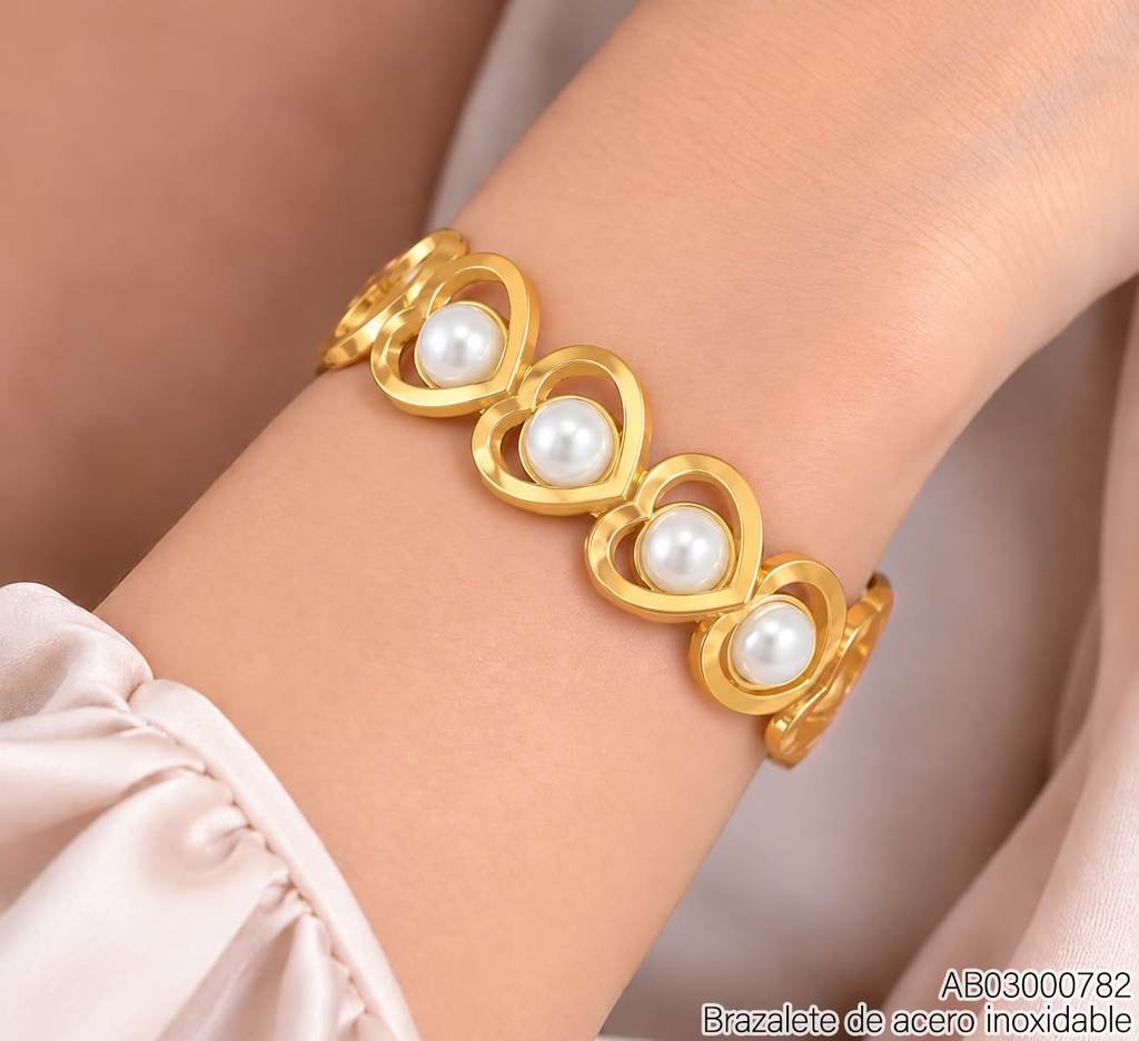 BRAZALETE CROQUIS CORAZON C/MEDIA PERLA (10C)