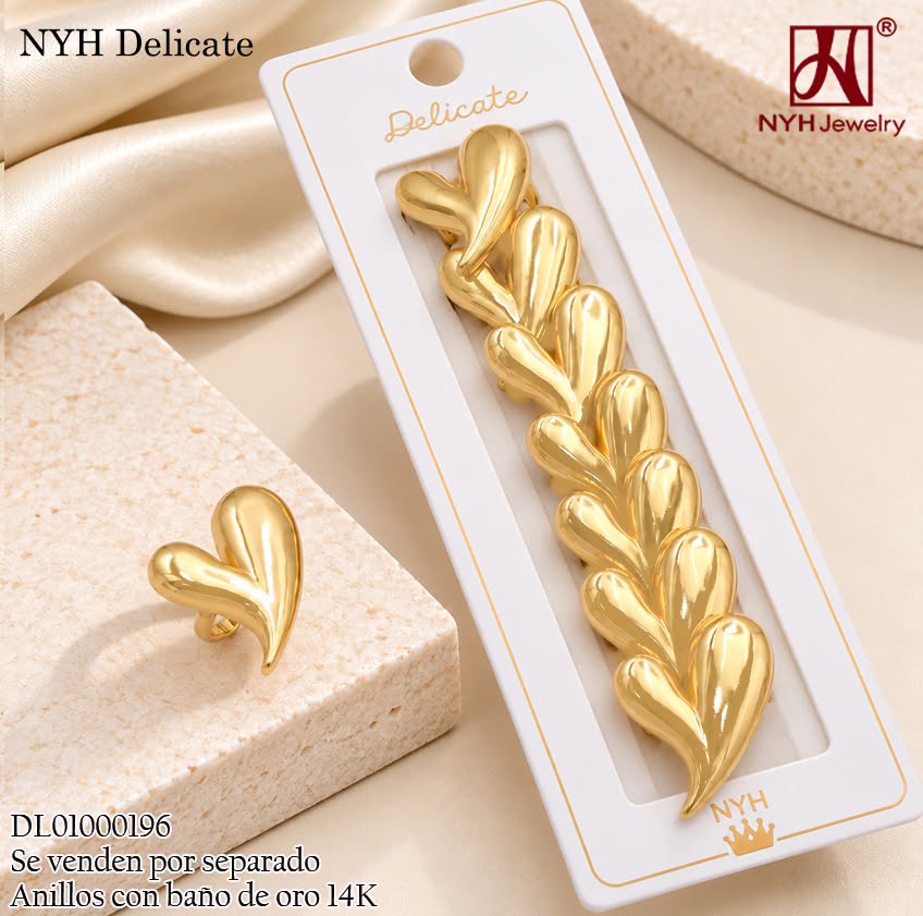 ANILLO BAÑO DE ORO 14K. CORAZON ALARGADO GSH869A (DEL211026)