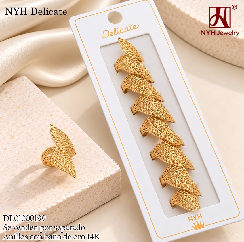 ANILLO BAÑO DE ORO 14K.  HOJA CALADA ZYT05A (DEL211026)