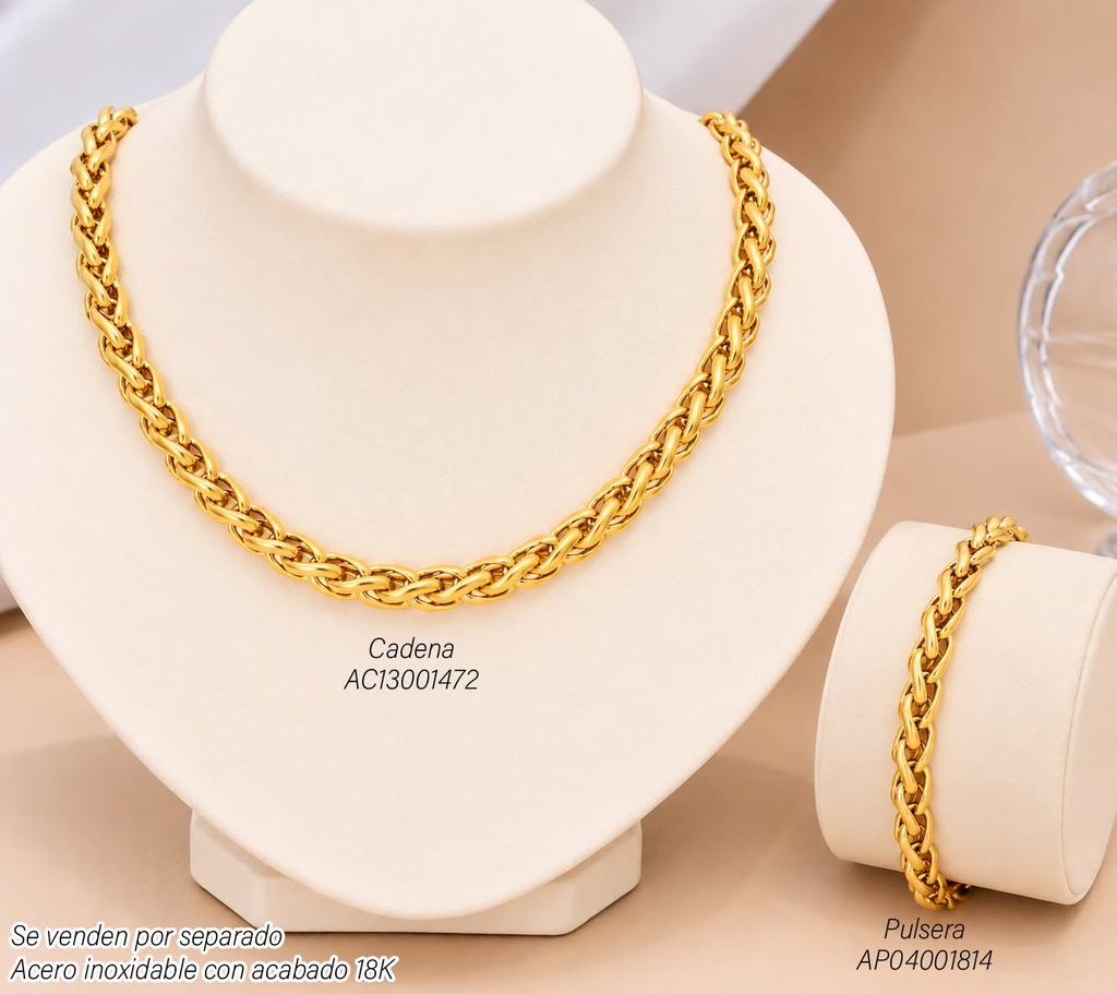 PULSERA ACERO INOX. ACABADO 18K. ENTRE (77) VE26