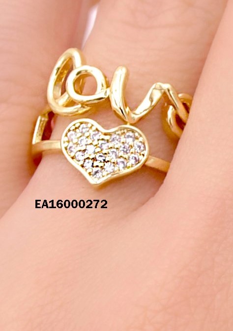 ANILLO "LOVE" CORAZÓN DE ZIRCONIAS