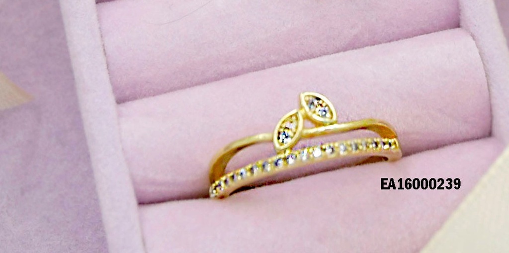 ANILLO 2 HOJITAS SOBRE LÍNEA Y ZIRCONIAS