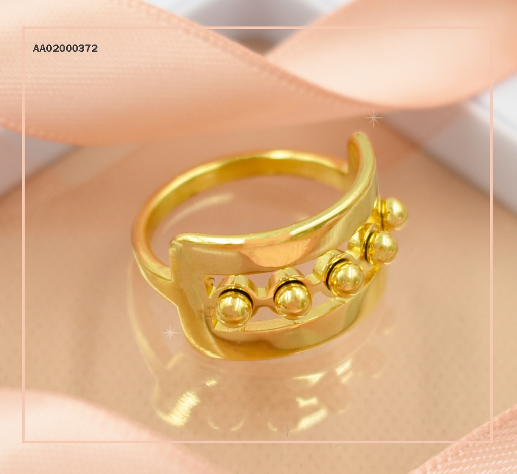 ANILLO 5 PELOTITAS DORADAS ENTRE DOS FRANJAS