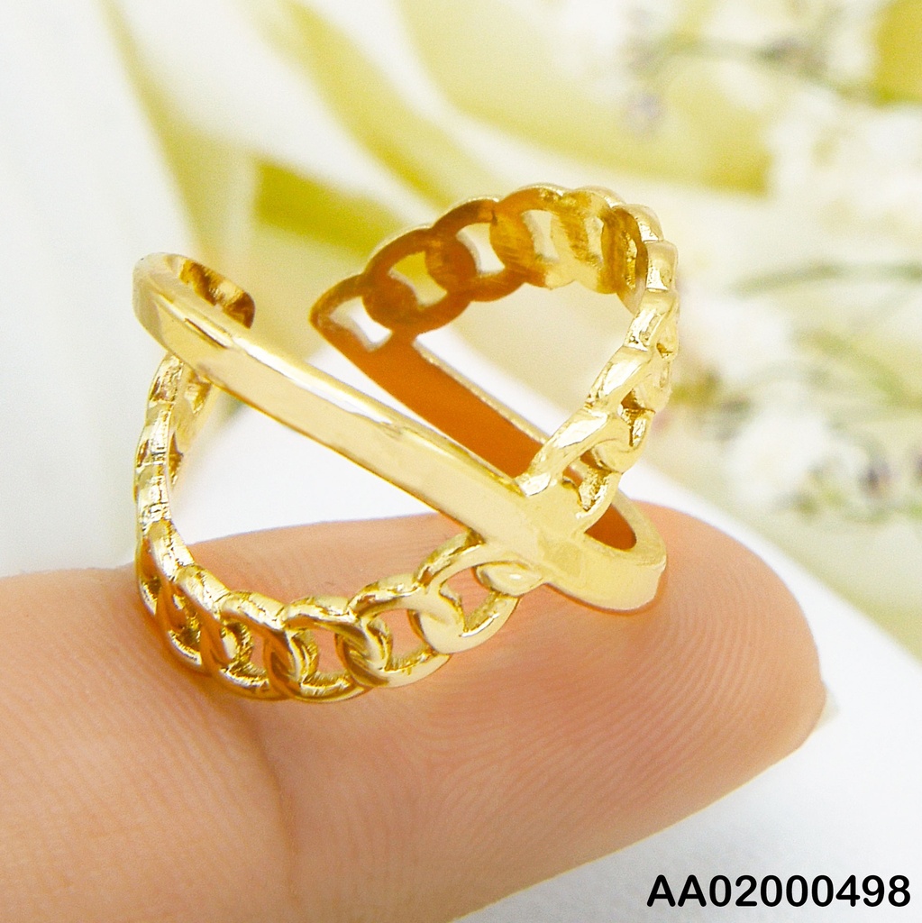 ANILLO ACERO AJUSTABLE DOBLE FORMA DE "X" CADENA Y LISO