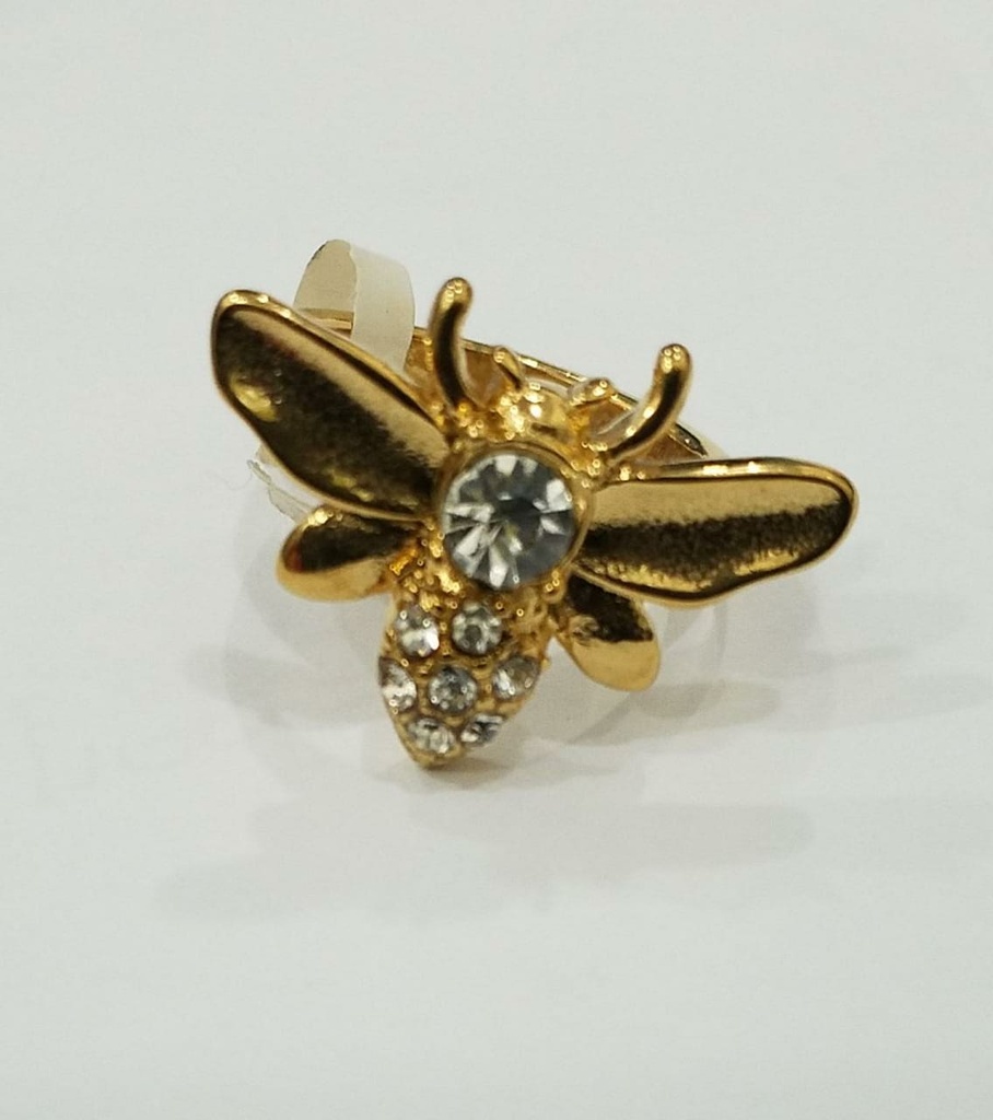 ANILLO ACERO DORADO DE MARIPOSA CON CIRCONIA BLANCA