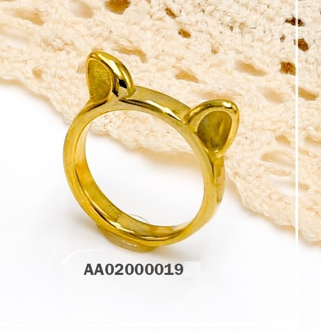 ANILLO ACERO OREJAS DORADO