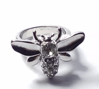 ANILLO ACERO PLATEADO DE MOSCA CON CIRCONIA