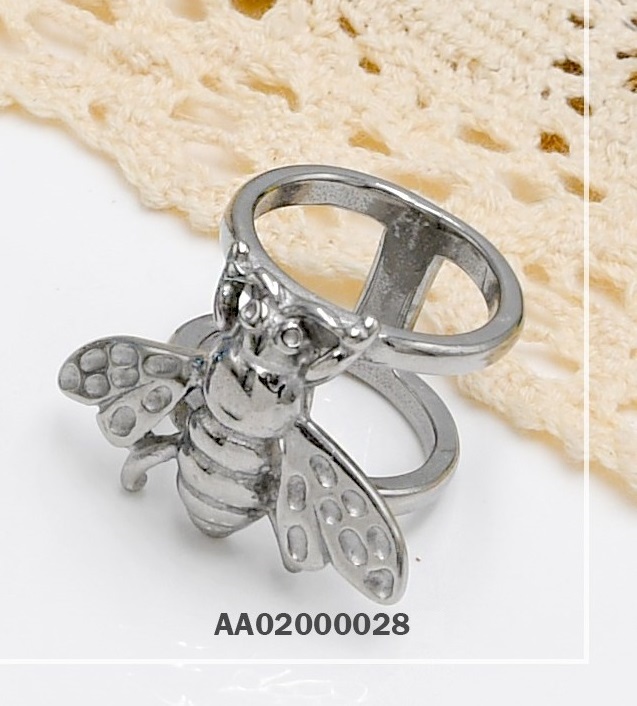 ANILLO AERO PLATEADO DE MOSCA CON DOBLE CIRCULO
