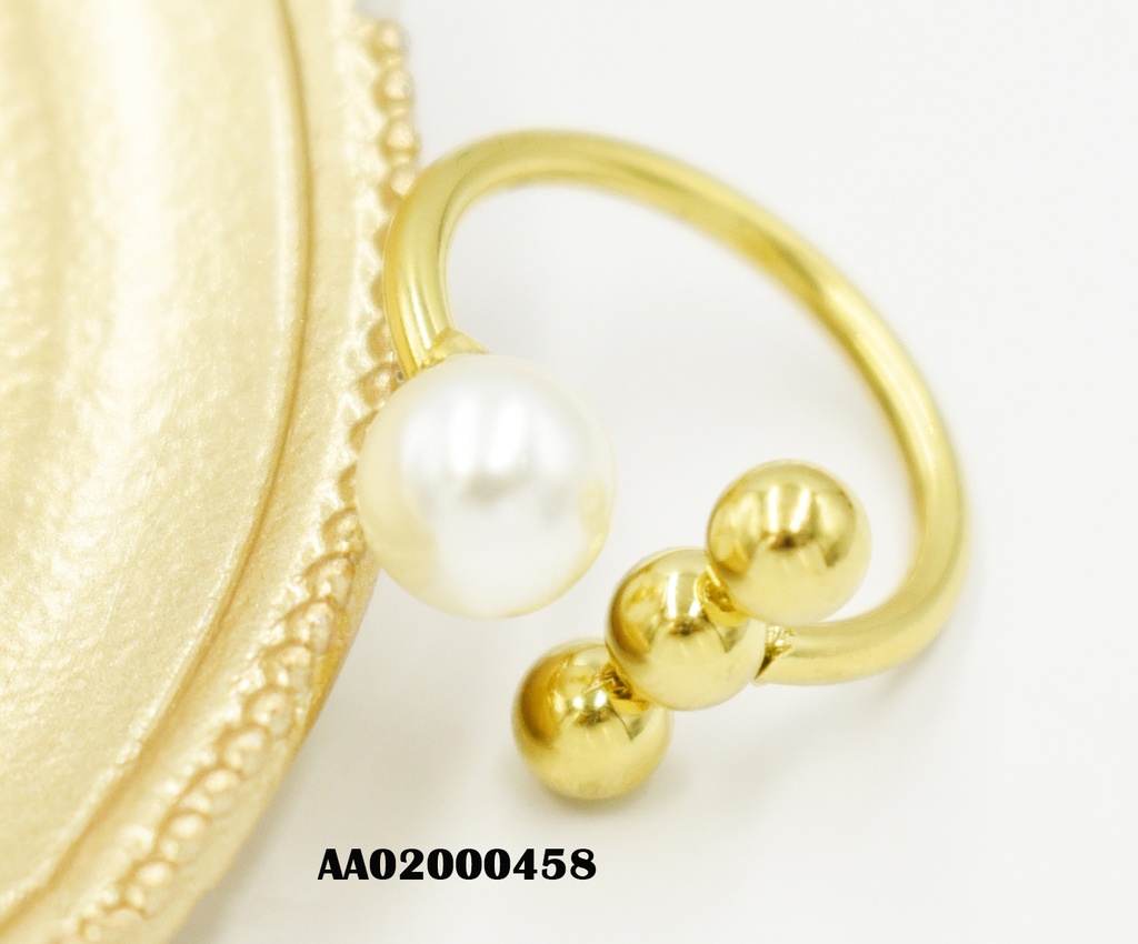 ANILLO AJUSTABLE 3 PELOTITAS VERT./PERLA