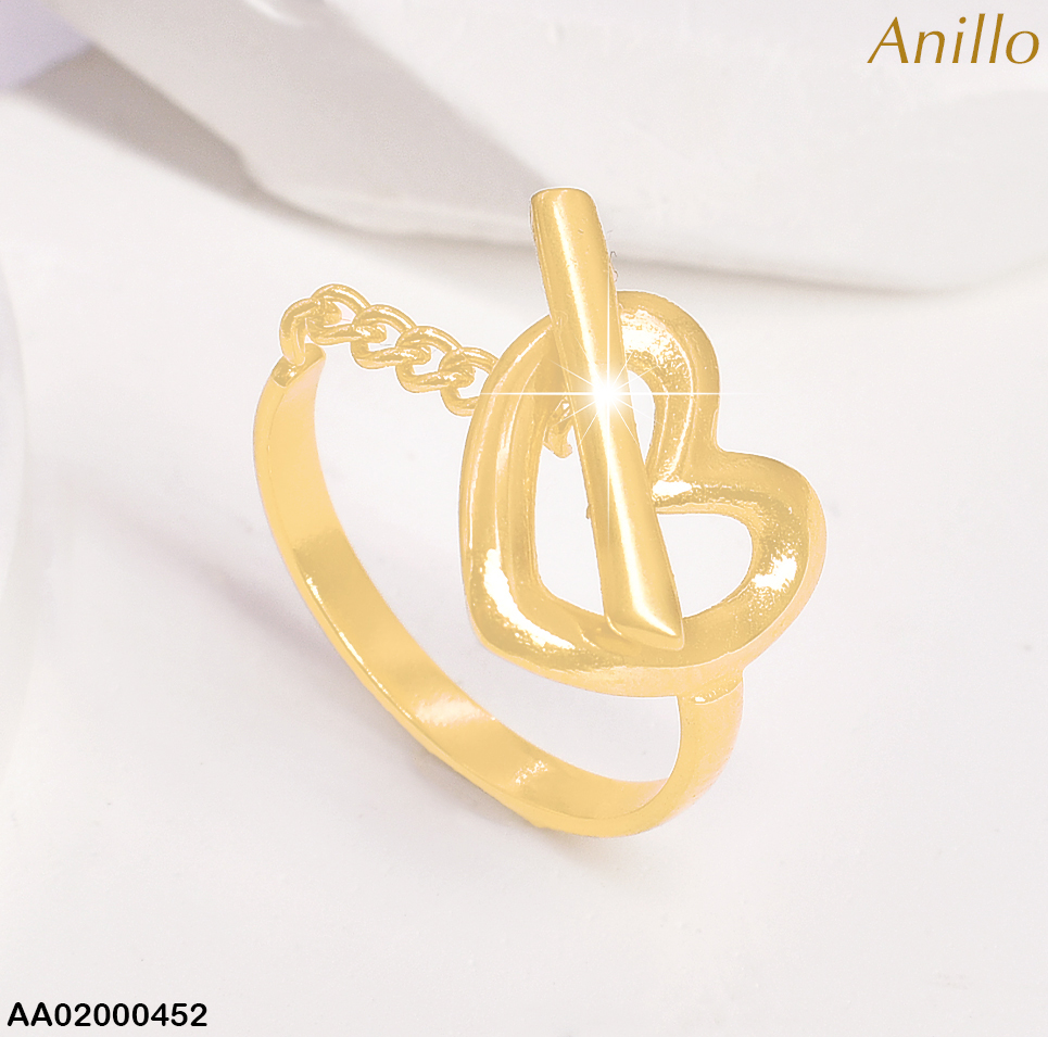 ANILLO AJUSTABLE CROQUI CORAZÓN BARRITA C/CANDENA