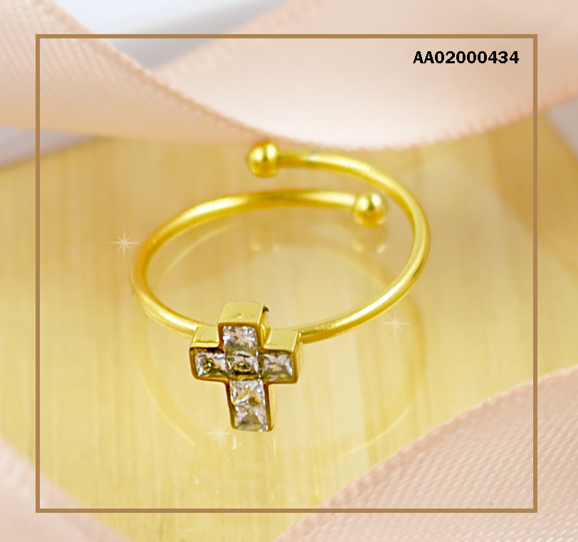 ANILLO AJUSTABLE CRUZ DE ZIRCONIAS CUADRADAS