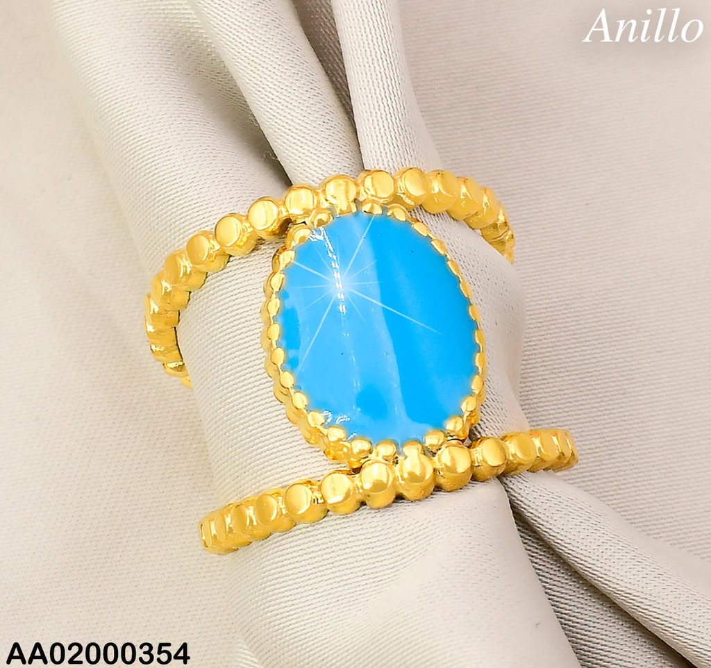 ANILLO AJUSTABLE DE CORDON PIEDRA CELESTE OVALADA