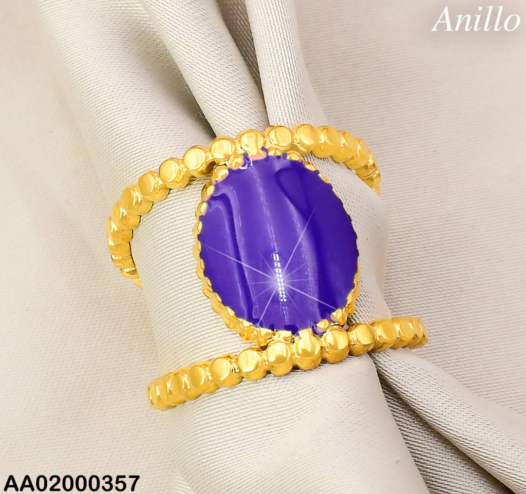 ANILLO AJUSTABLE DE CORDON PIEDRA MORADA OVALADA