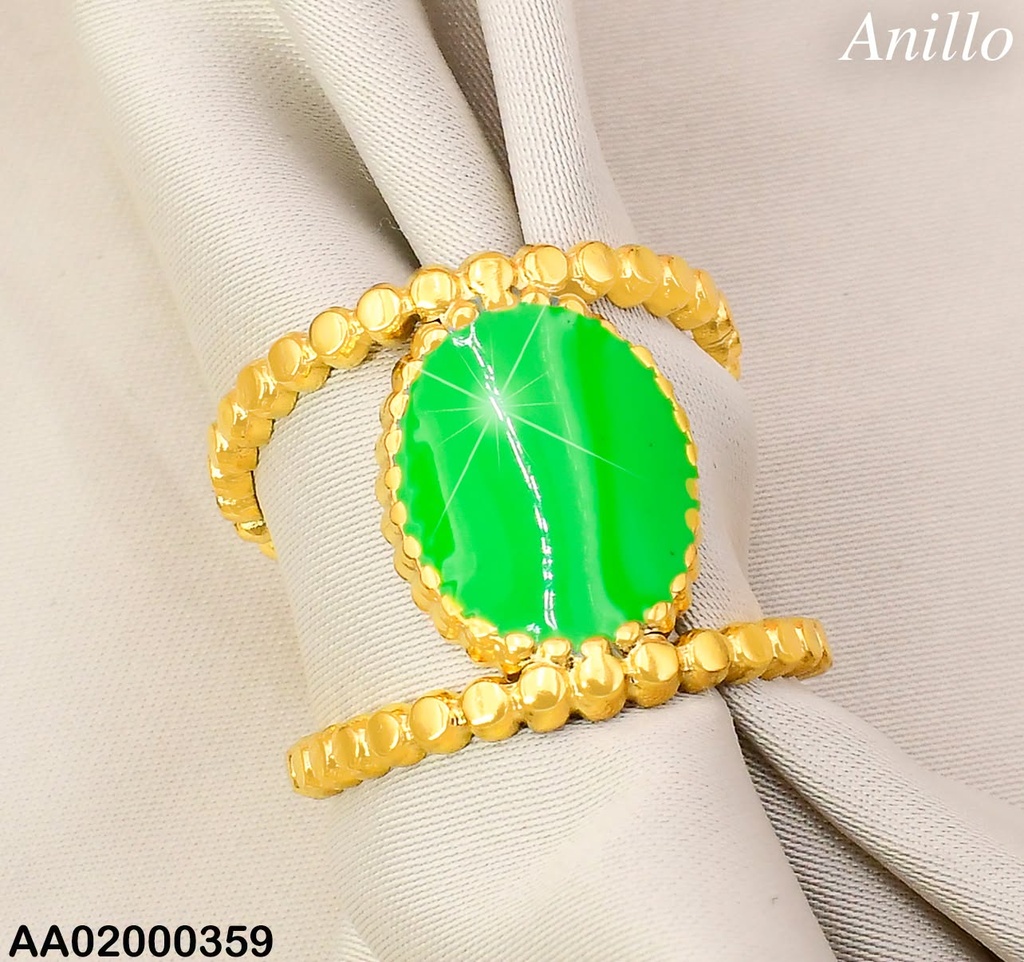 ANILLO AJUSTABLE DE CORDON PIEDRA OVALADA VERDE MENTA