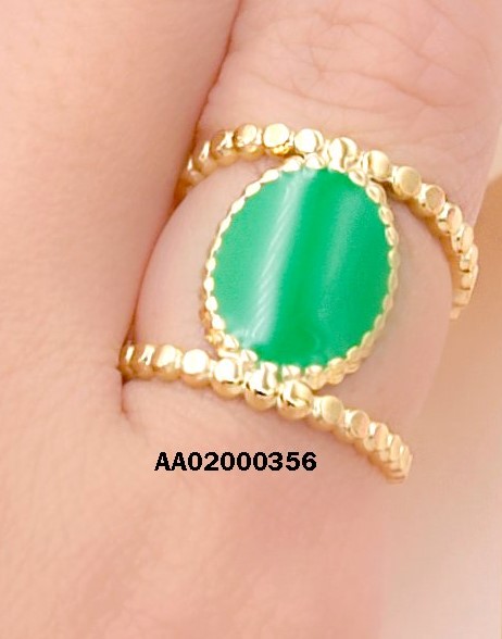 ANILLO AJUSTABLE DE CORDON PIEDRA VERDE OVALADO