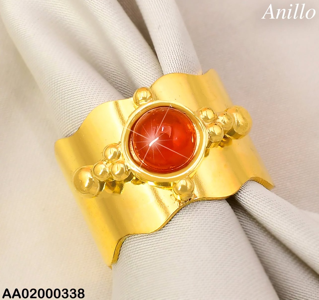 ANILLO ANCHO AJUSTABLE PIEDRA ROJA