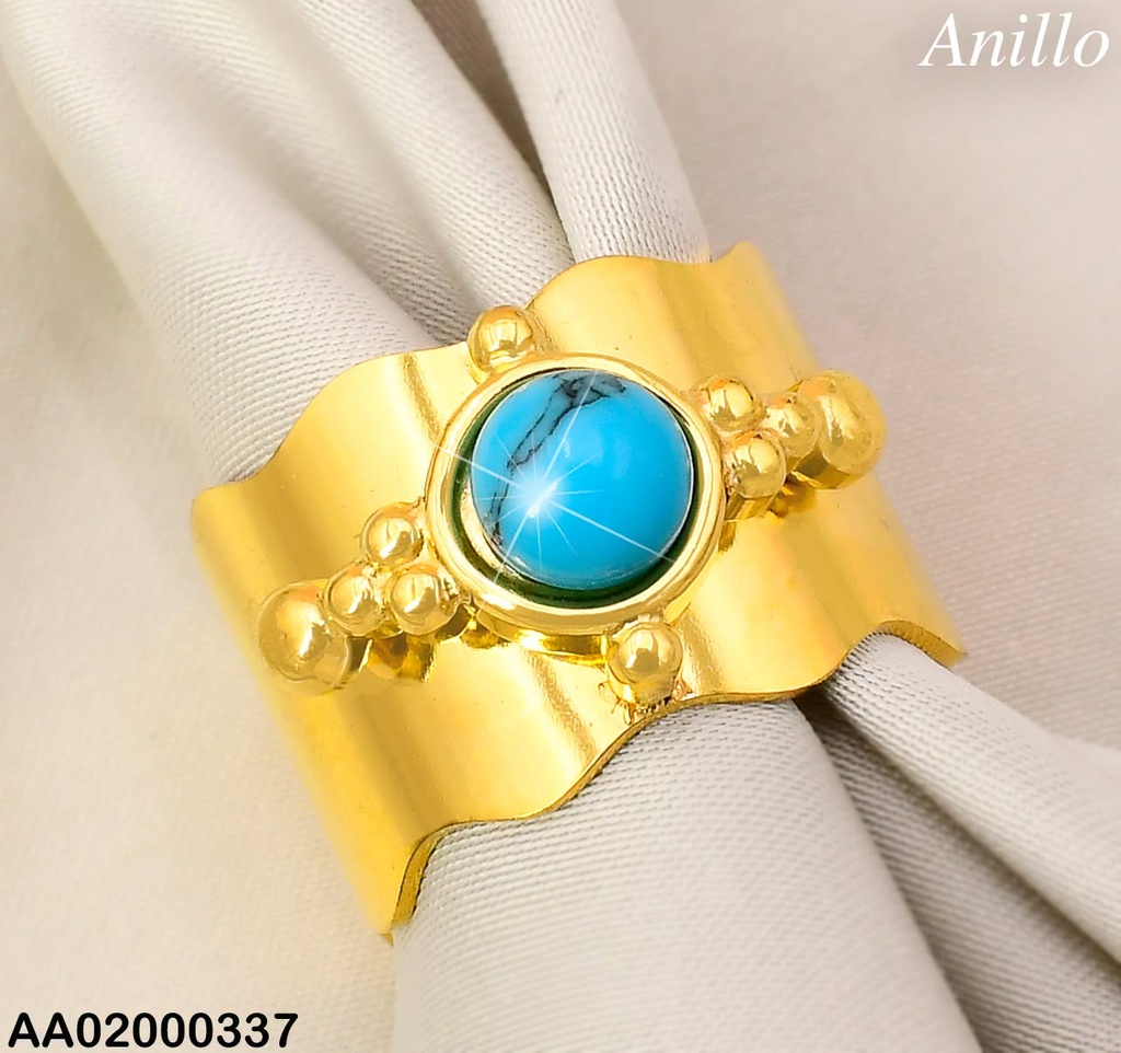 ANILLO ANCHO AJUSTABLE PIEDRA TURQUESA