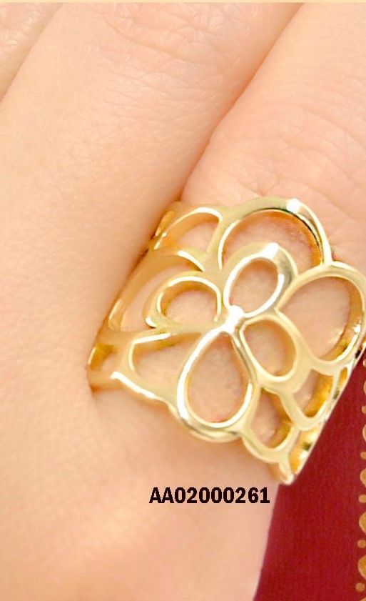 ANILLO ANCHO CROQUI FLOR DORADA