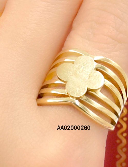 ANILLO ANCHO PLACA FLOR 4 PETÁLOS AL CENTRO