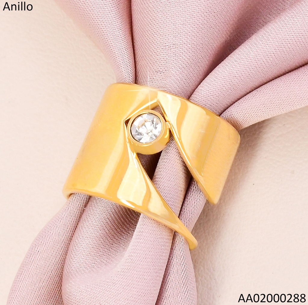 ANILLO ANCHO VACÍO FORMA DE CURVA ZIRCONIA AL FINAL