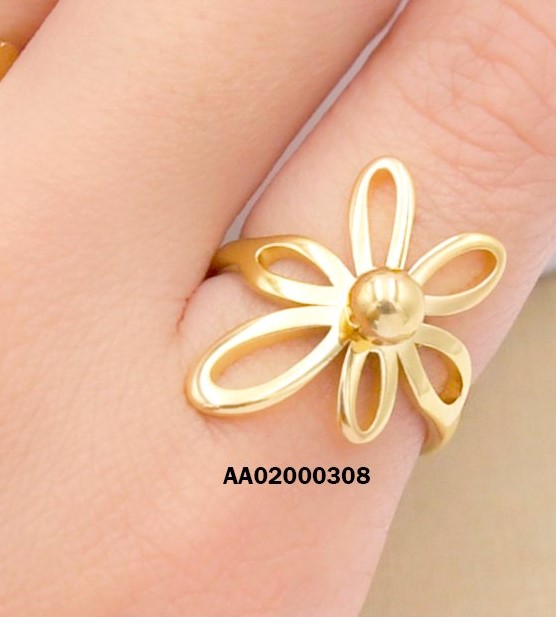 ANILLO CROQUI FLOR C/PELOTITA DORADA AL CENTRO