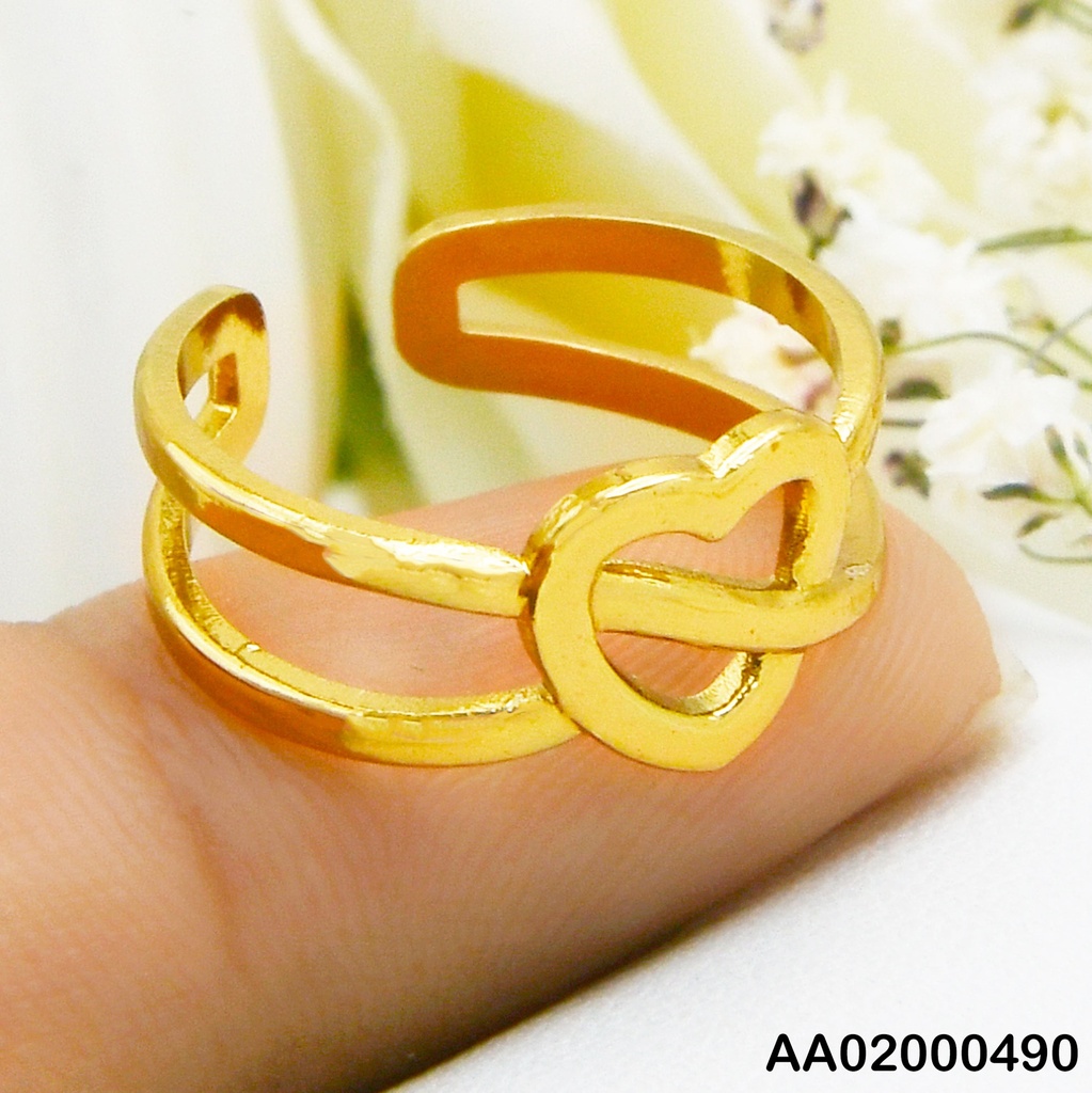 ANILLO DOBLE AJUSTABLE ACERO C/CROQUIS CORAZON