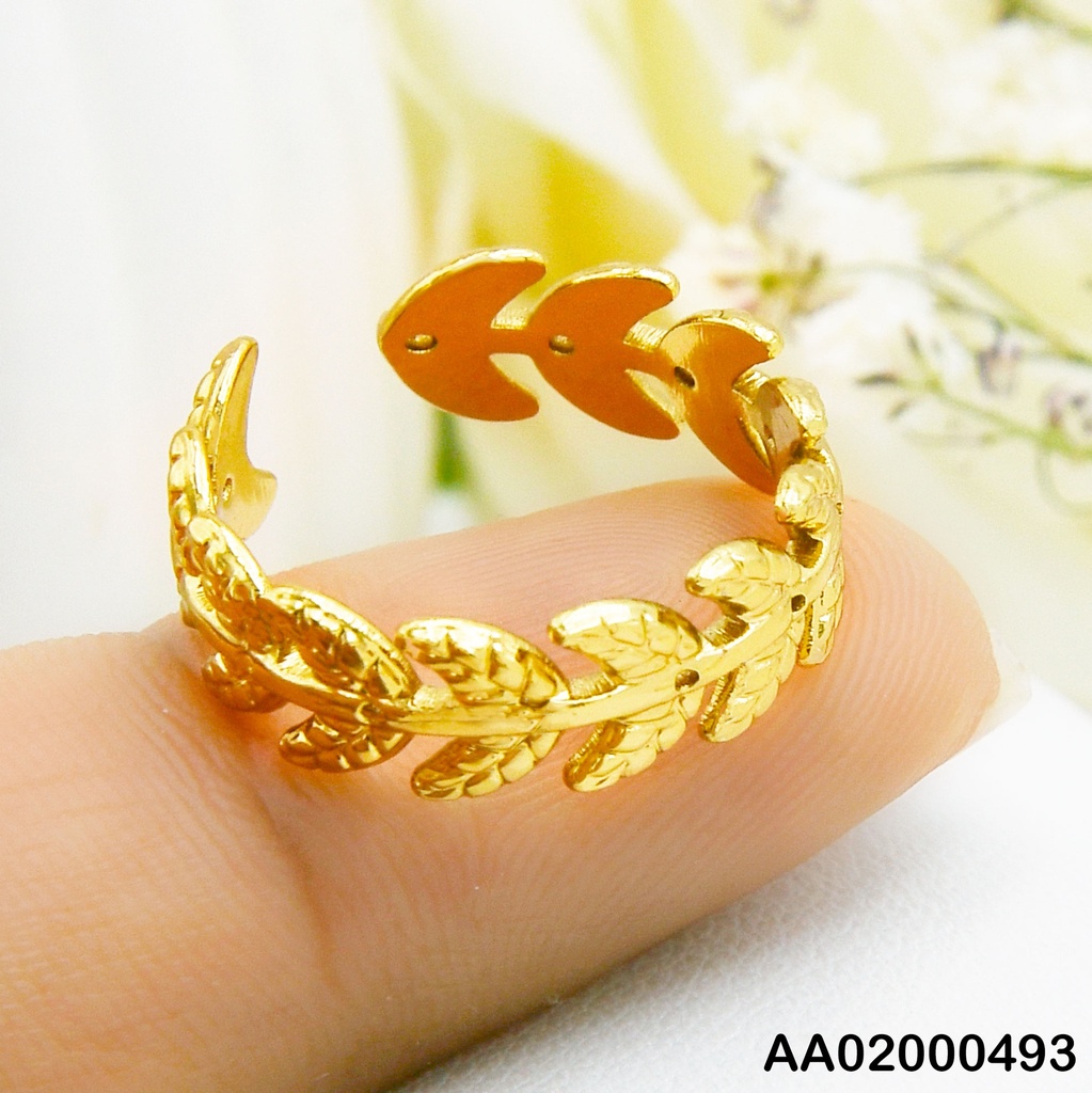 ANILLO DOBLE AJUSTABLE ACERO FORMA DE CORONA DE HOJAS