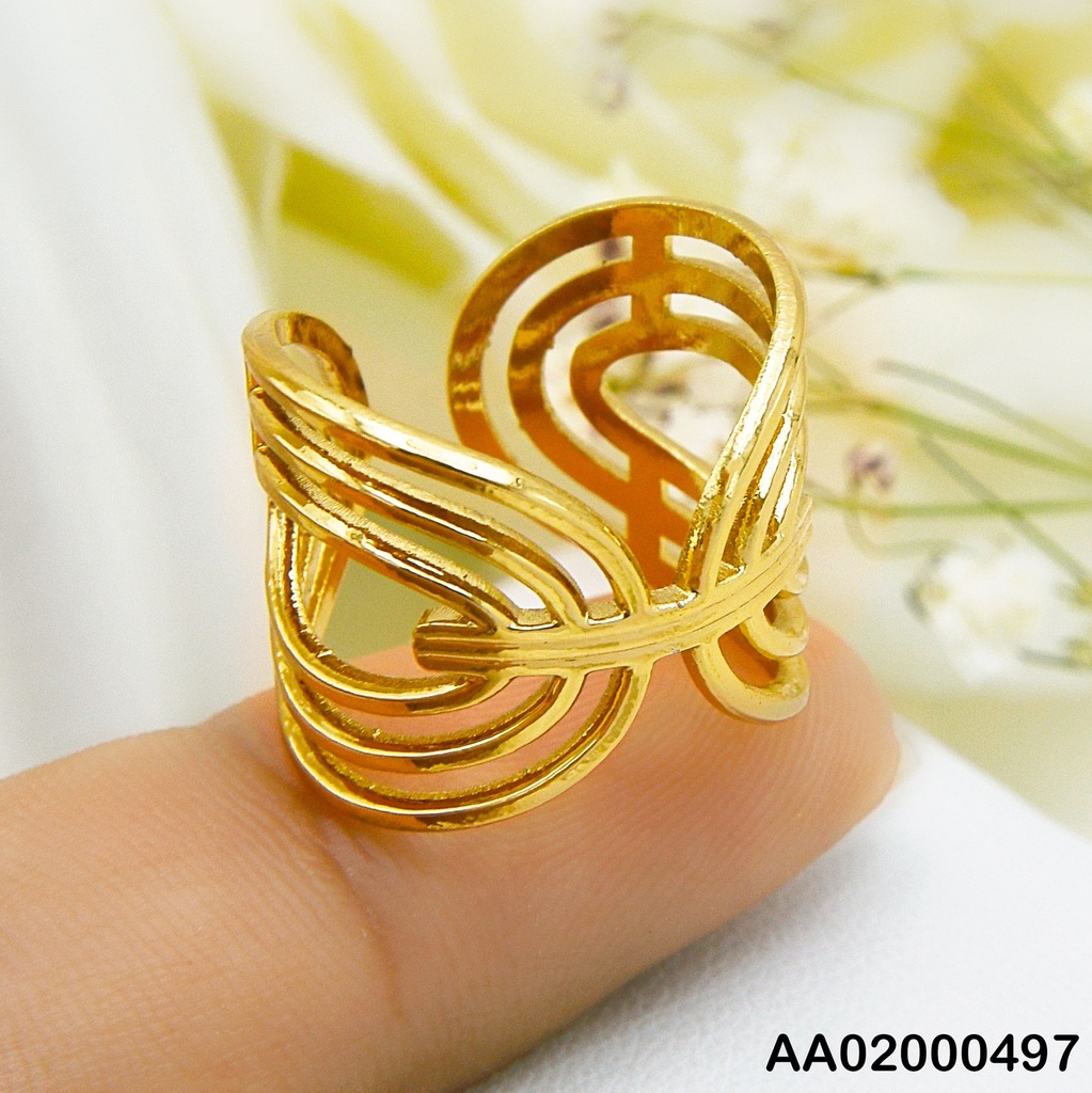 ANILLO DOBLE AJUSTABLE ACERO FORMA OVALO HORIZONTAL ENTRELAZADO