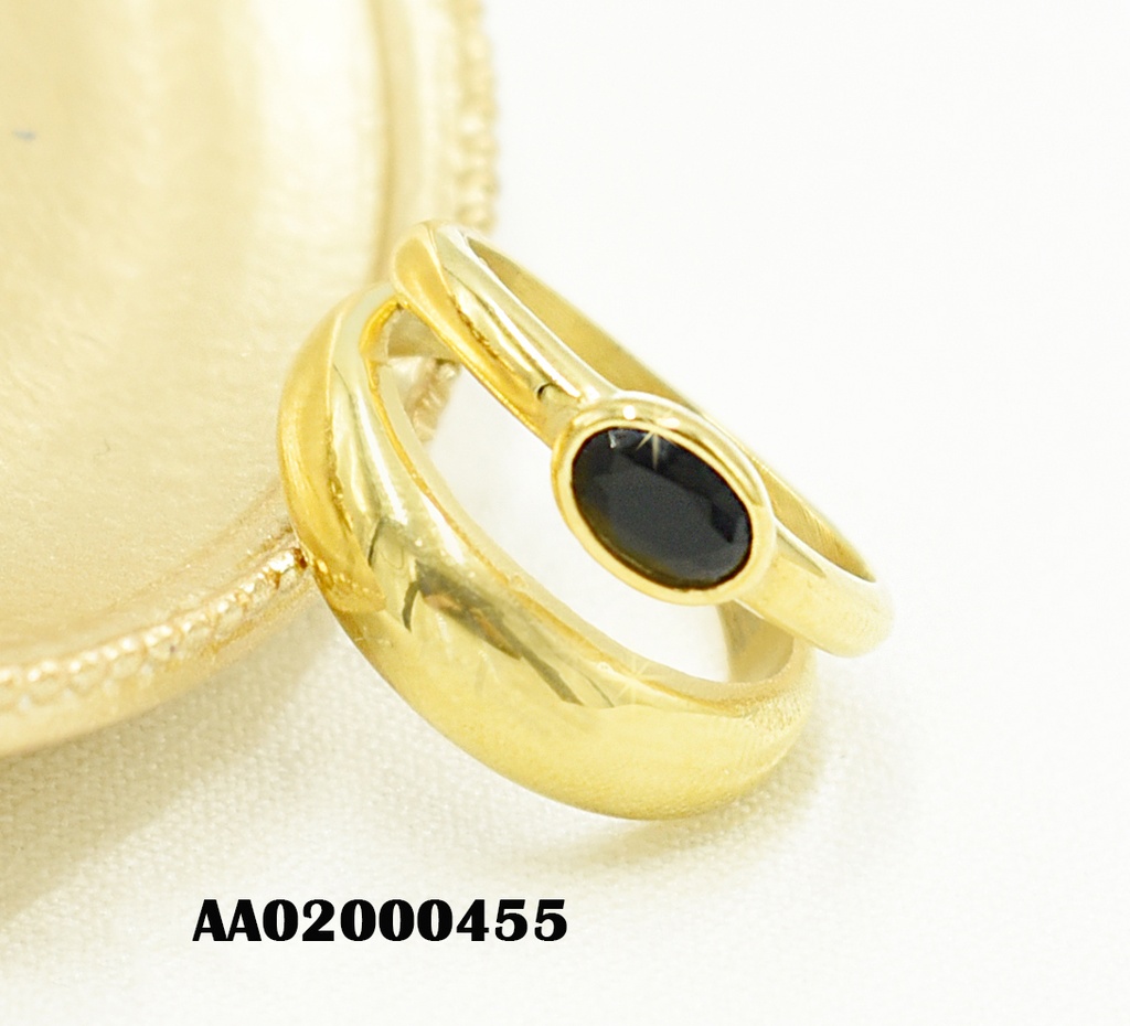 ANILLO DOBLE C/ZIRCONIA NEGRA OVALADA HORIZ.