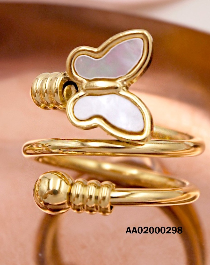 ANILLO DOBLE EN ESPIRAL CENTRO MARIPOSA CONCHA NÁCAR