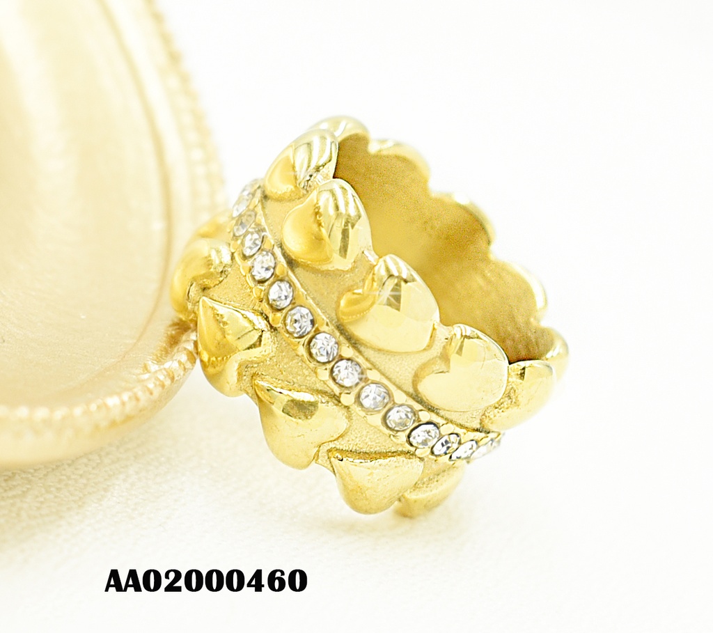 ANILLO DOBLE FILAS DE CORAZONES ZIRCONIAS AL CENTRO