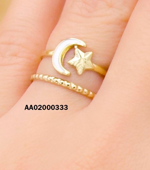 ANILLO DOBLE LUNA Y ESTRELLA EN MEDIO