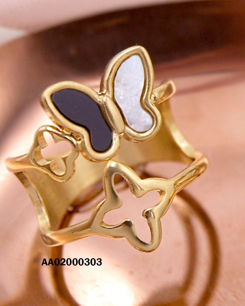ANILLO DOBLE MARIPOSA BLANCO/NEGRO Y CROQUI ⭐