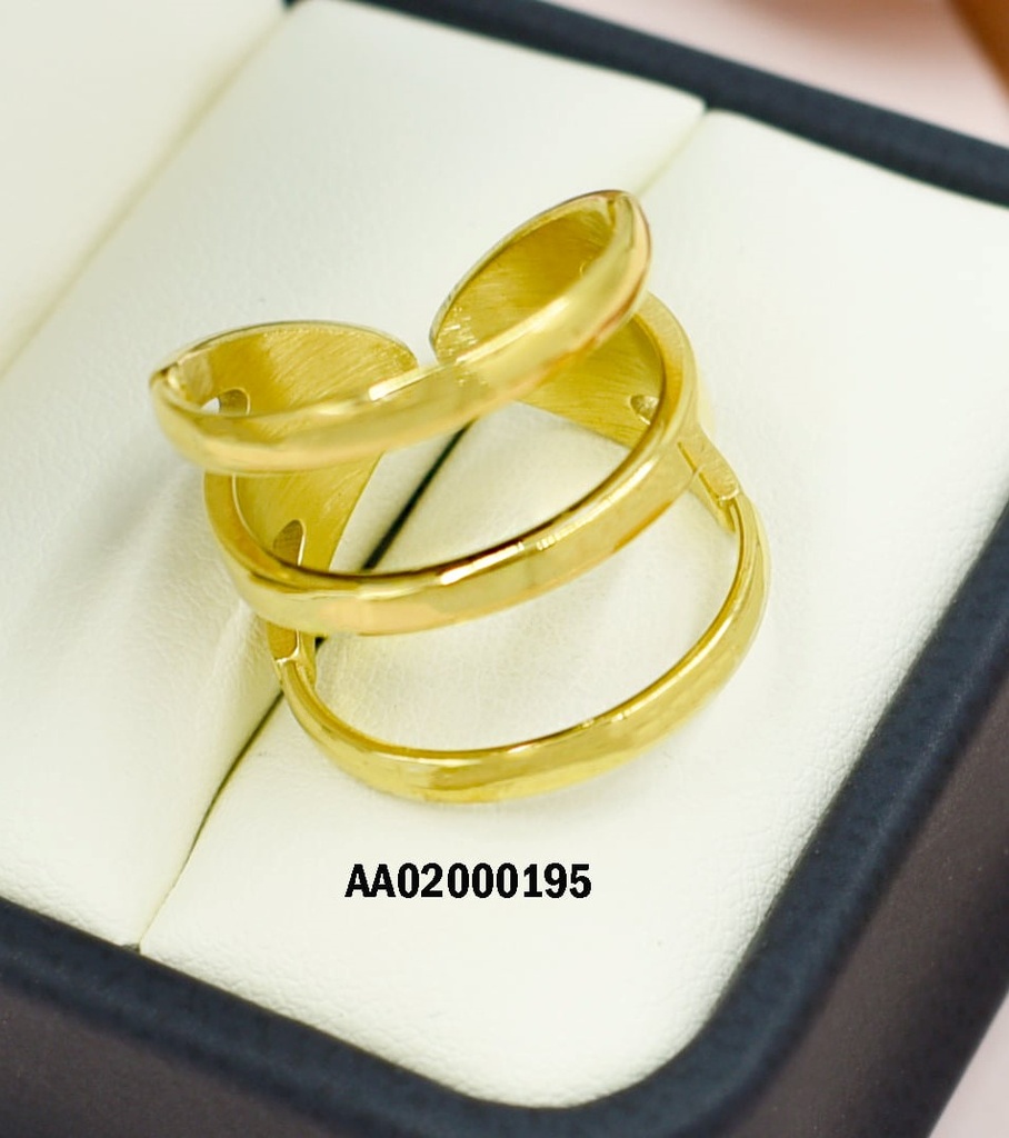 ANILLO DORADO 3 LINEAS HORIZONTALES Y ABIERTO EN LA PARTE DE ATRÁS