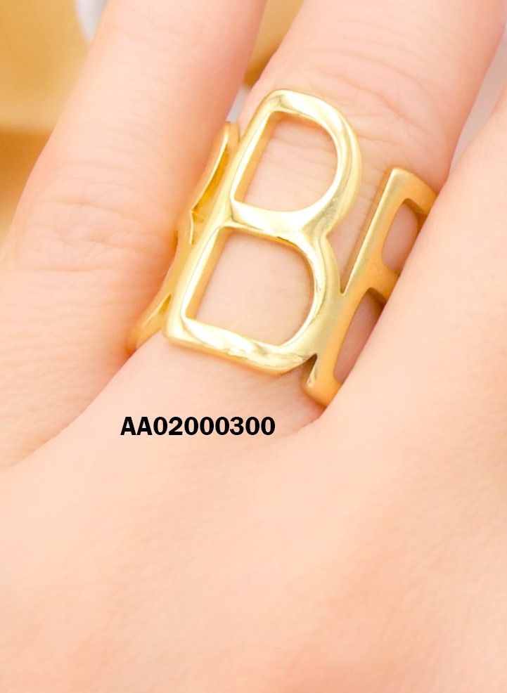 ANILLO DORADO ABIERTO LETRAS "B" DIFERENTES TAMAÑOS