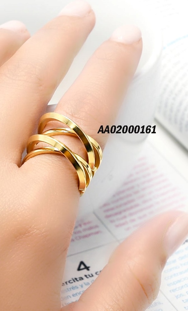 ANILLO DORADO CON 2 PARES DE LINEAS ENTRECRUZADAS