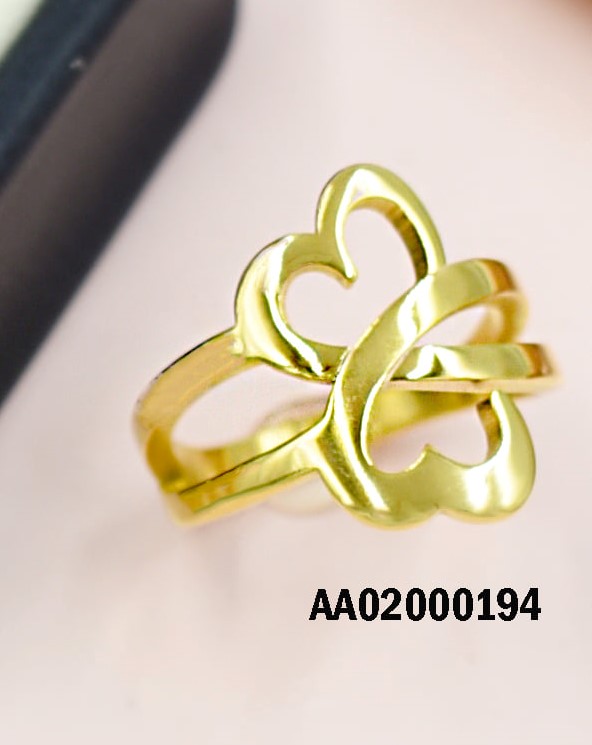 ANILLO DORADO DOS CORAZONES ENTRELAZADOS