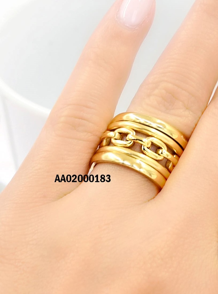 ANILLO DORADO DOS LINEAS CADENA DOS LINEAS