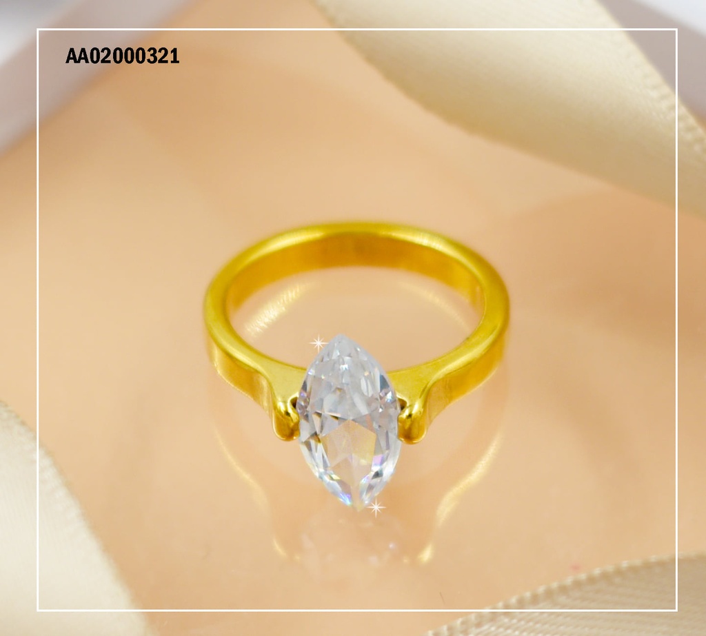 ANILLO DORADO SOLITARIO ZIRCONIA OVALADA ALARGADA