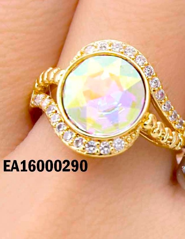 ANILLO DORADO ZIRCONIA C/ESTRELLA TORNASOL RD ZIRC SUP/INF