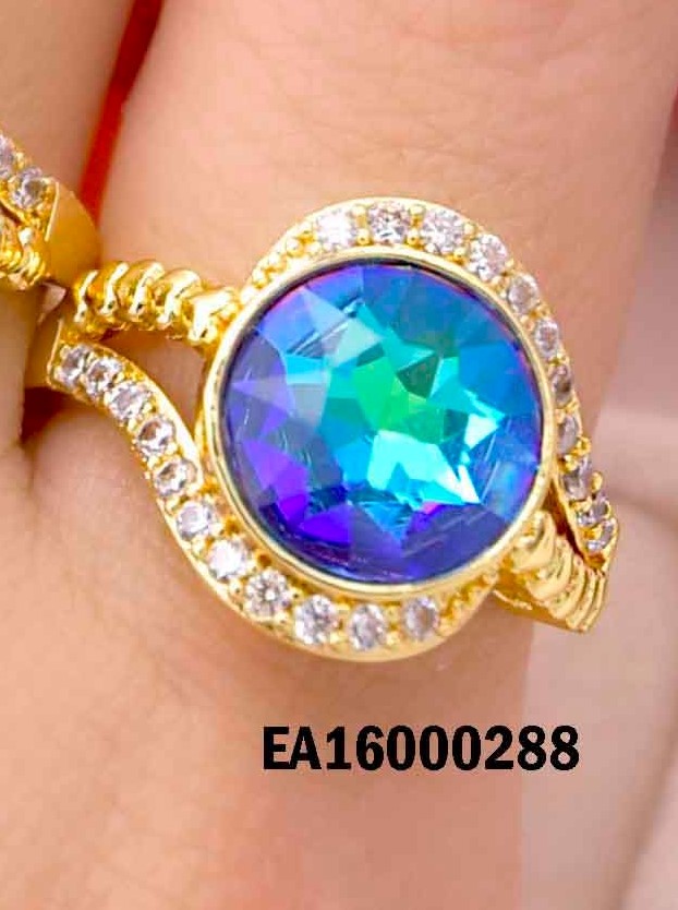 ANILLO DORADO ZIRCONIA TURQUESA RD ZIRC SUP/INF